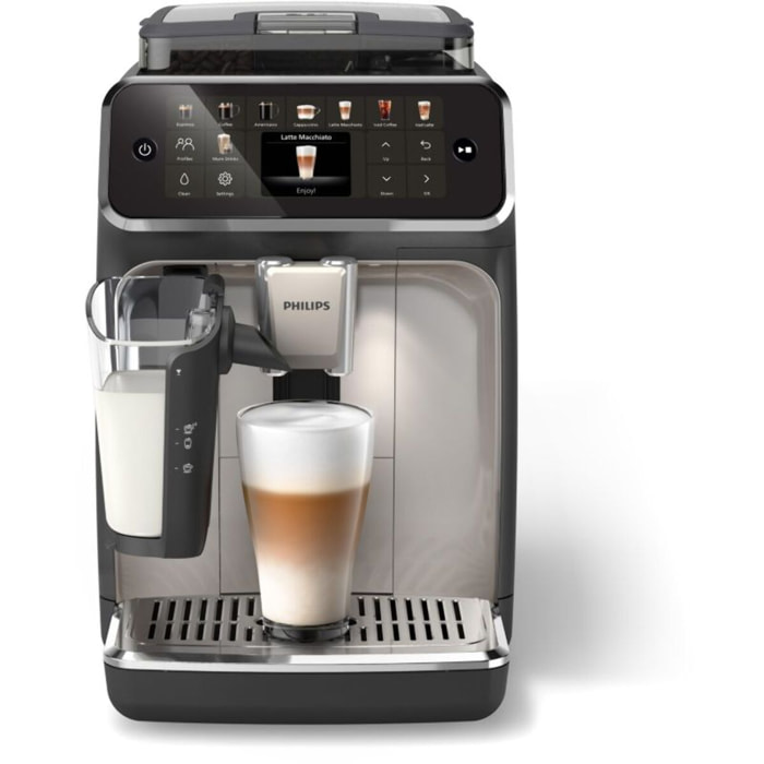 Expresso Broyeur PHILIPS EP5547/90 cafetière à grain LatteGo série 5500, 20 boissons, SilentBrew, Noir