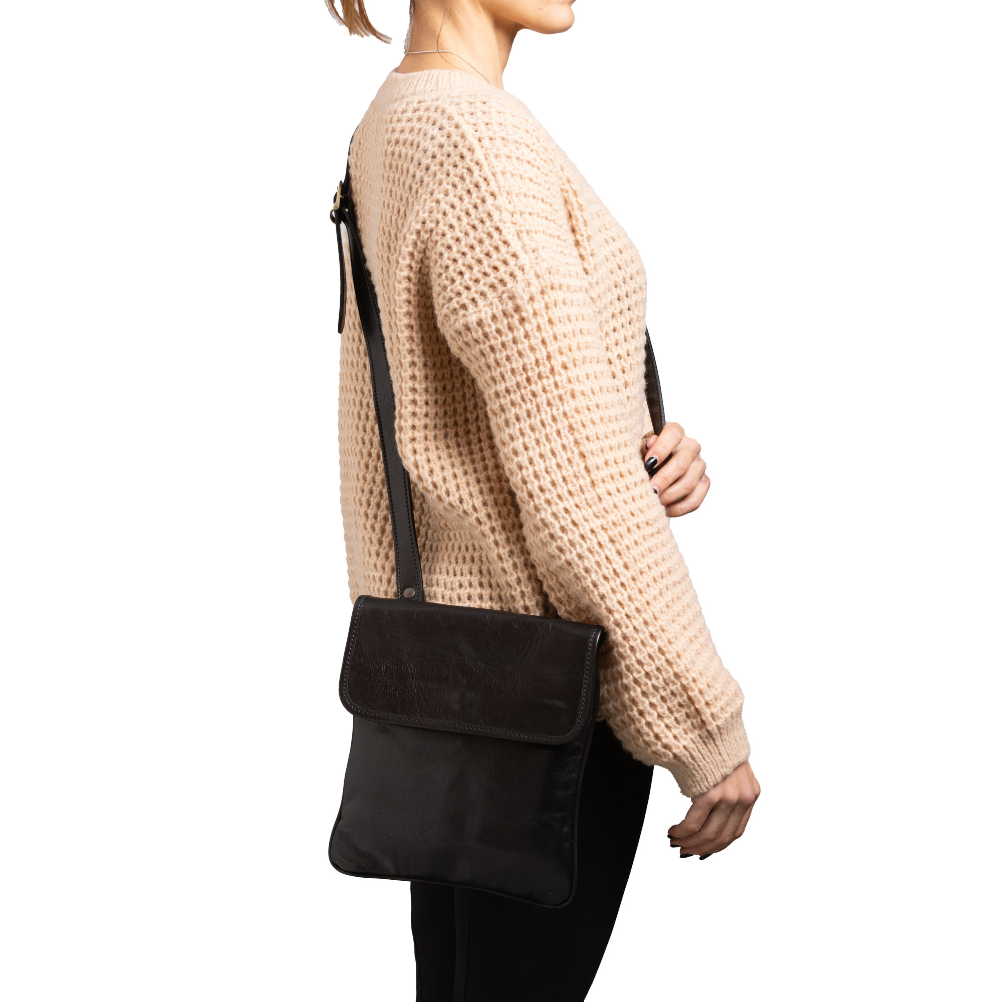 Borsa a tracolla  da uomo In Vera pelle Made in Italy 25x23x4 cm