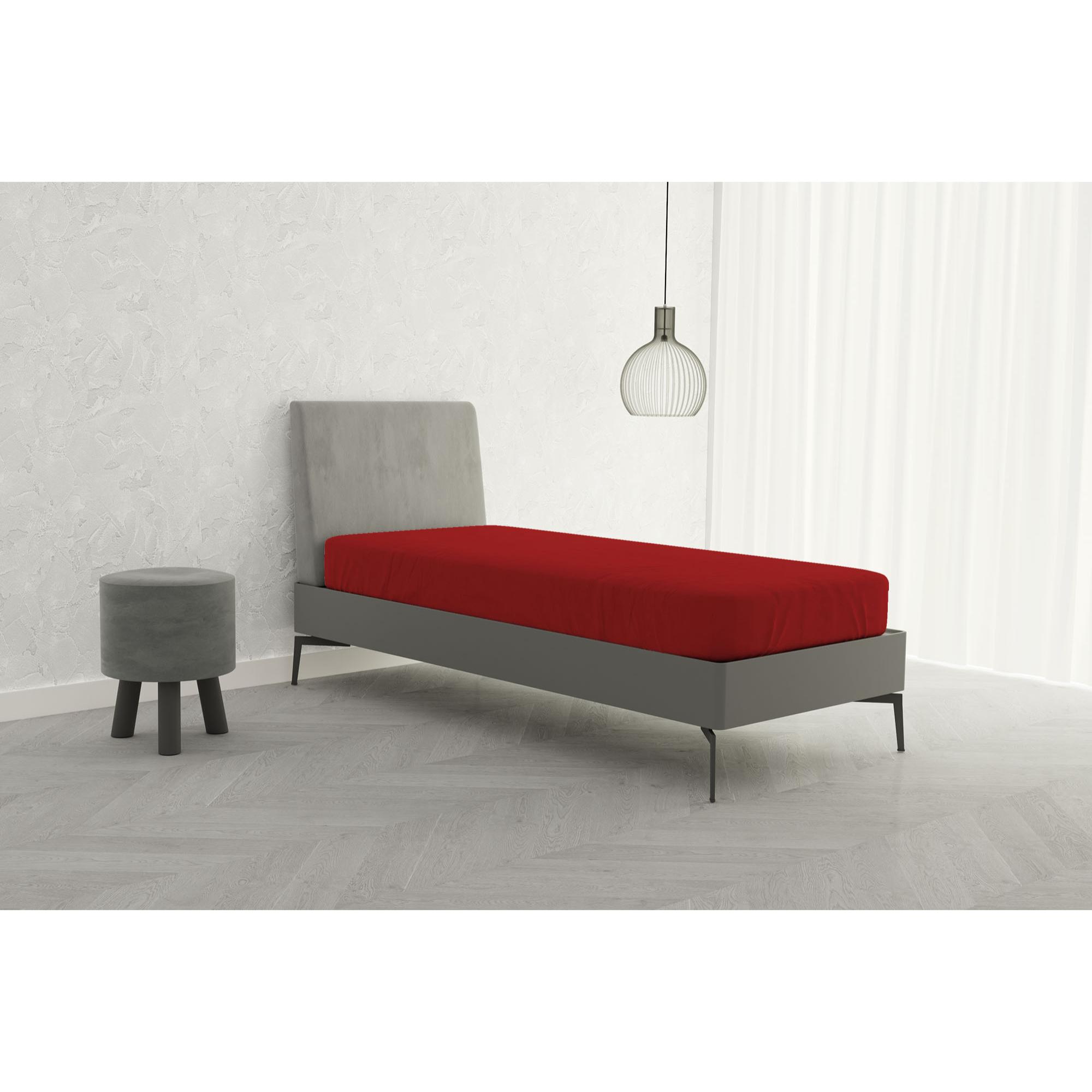 LENZUOLO SOTTO MAX COLOR MADE IN ITALY COTONE-ROSSO SINGOLO