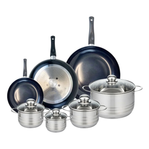 Ensemble de 3 Poêles de cuisson 20, 28 et 32 cm et 4 faitouts 12, 14, 16 et 24 cm Elo Prima Brillant