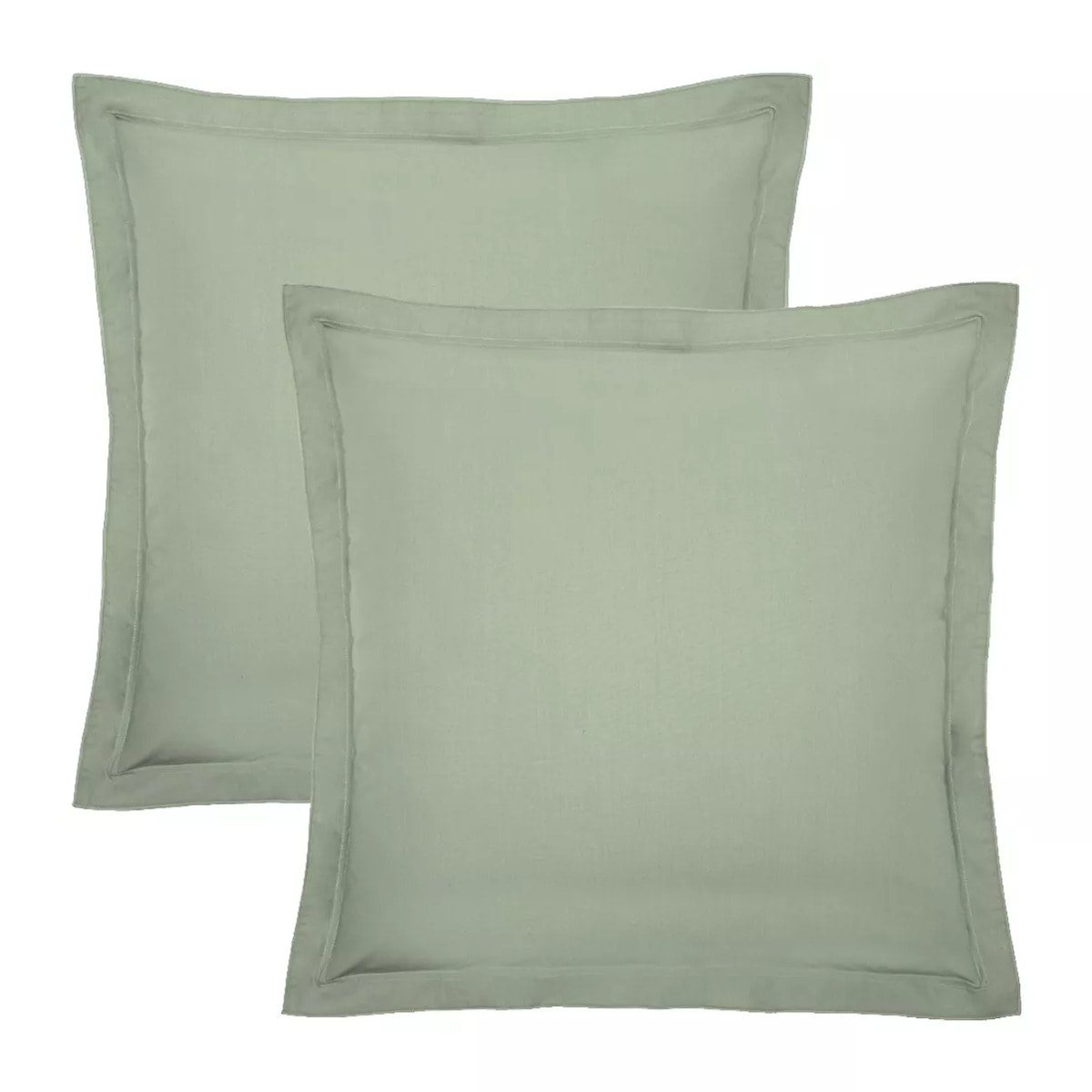 Lot de 2 taies percale de coton uni vert Olana jade