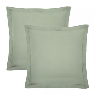 Lot de 2 taies percale de coton uni vert Olana jade