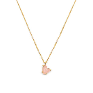 Collar Adorable Heart Pink Baño Oro