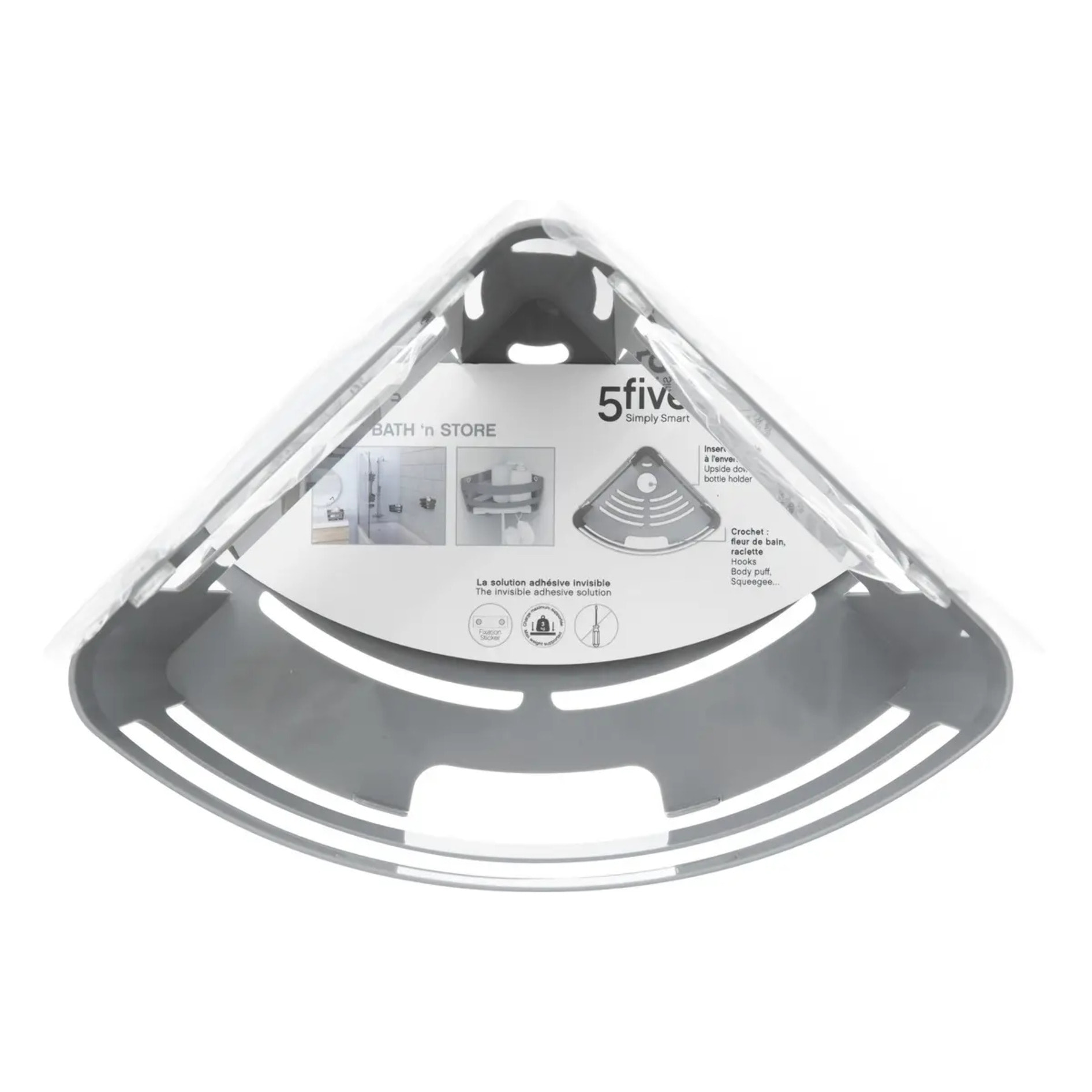 Étagère d'angle à ventouses "Bath'N Store" gris