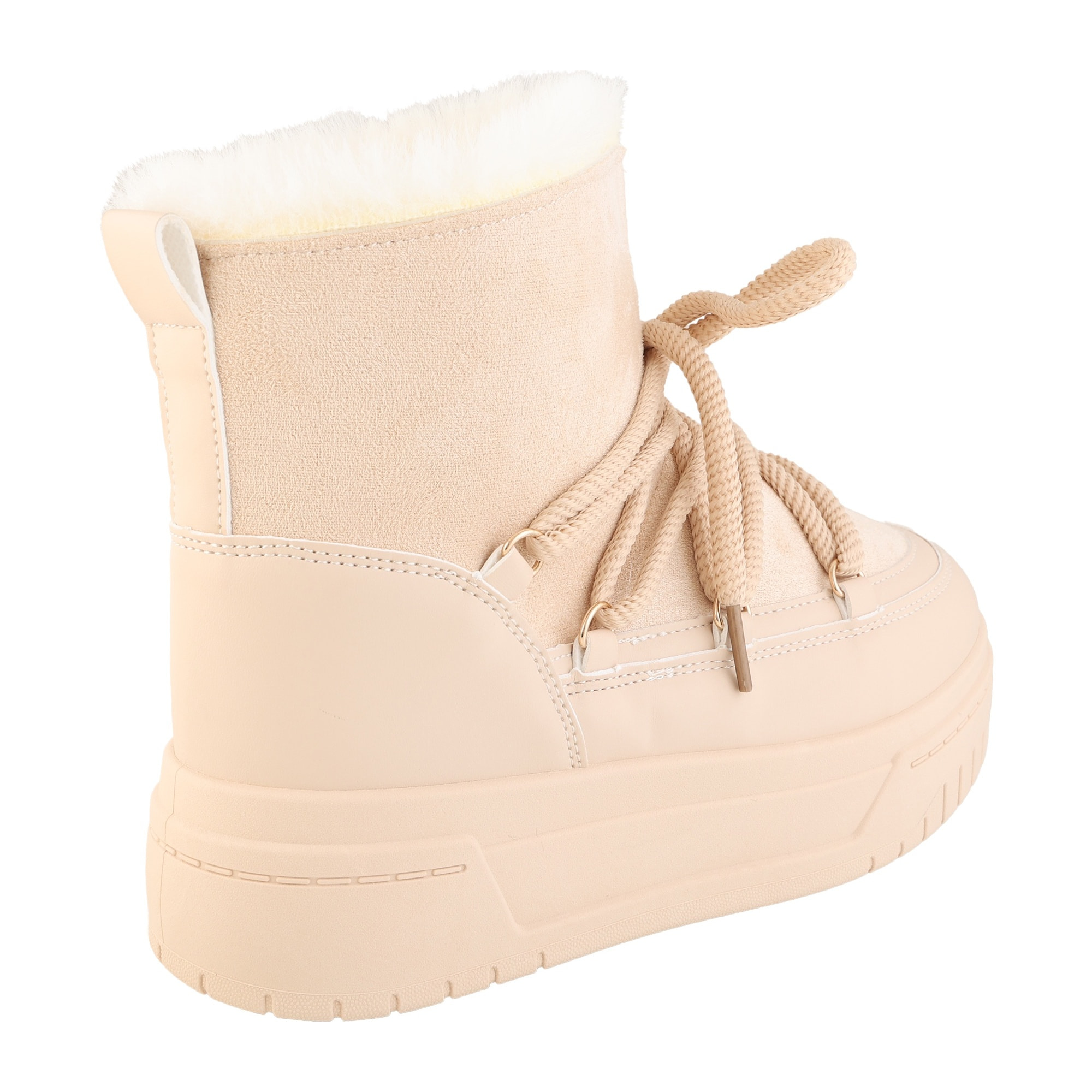 Stivaletti in simil camoscio imbottiti con stringhe