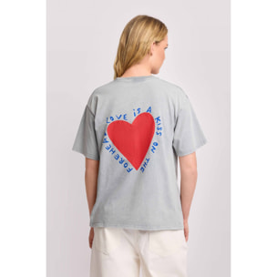Kocca - T-shirt con stampa a cuore Donna, Tinta unita, Girocollo