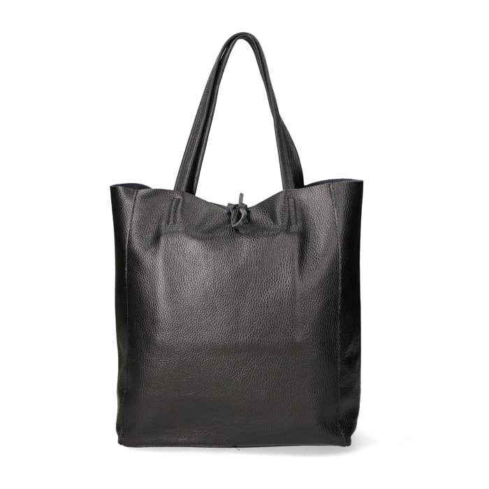 Chicca Borse - Borsa a Spalla Shopper Donna in Vera Pelle - Colore Nero