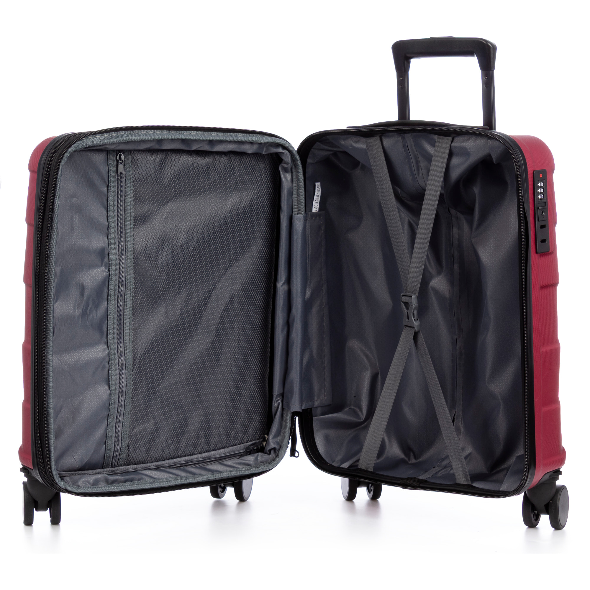 Set di 4 valigie Trolley espandibili, in materiale leggero ABS ad alta resistenza. Chiusura numerica, 4 ruote doppie girevoli a 360°.