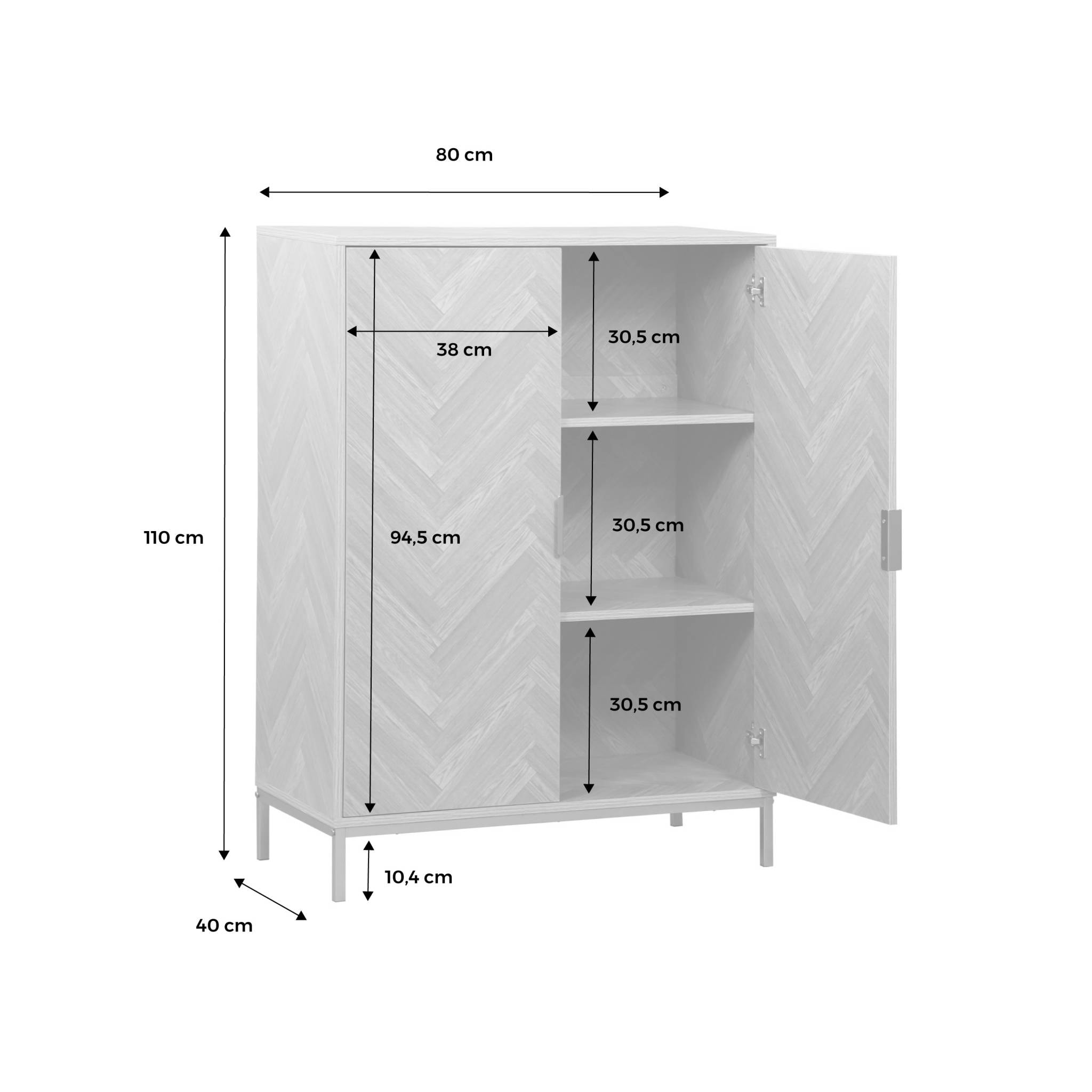 Vaisselier. Budapest. 2 étagères. 2 portes. buffet haut. L 80 cm x l 40 cm x H 110 cm