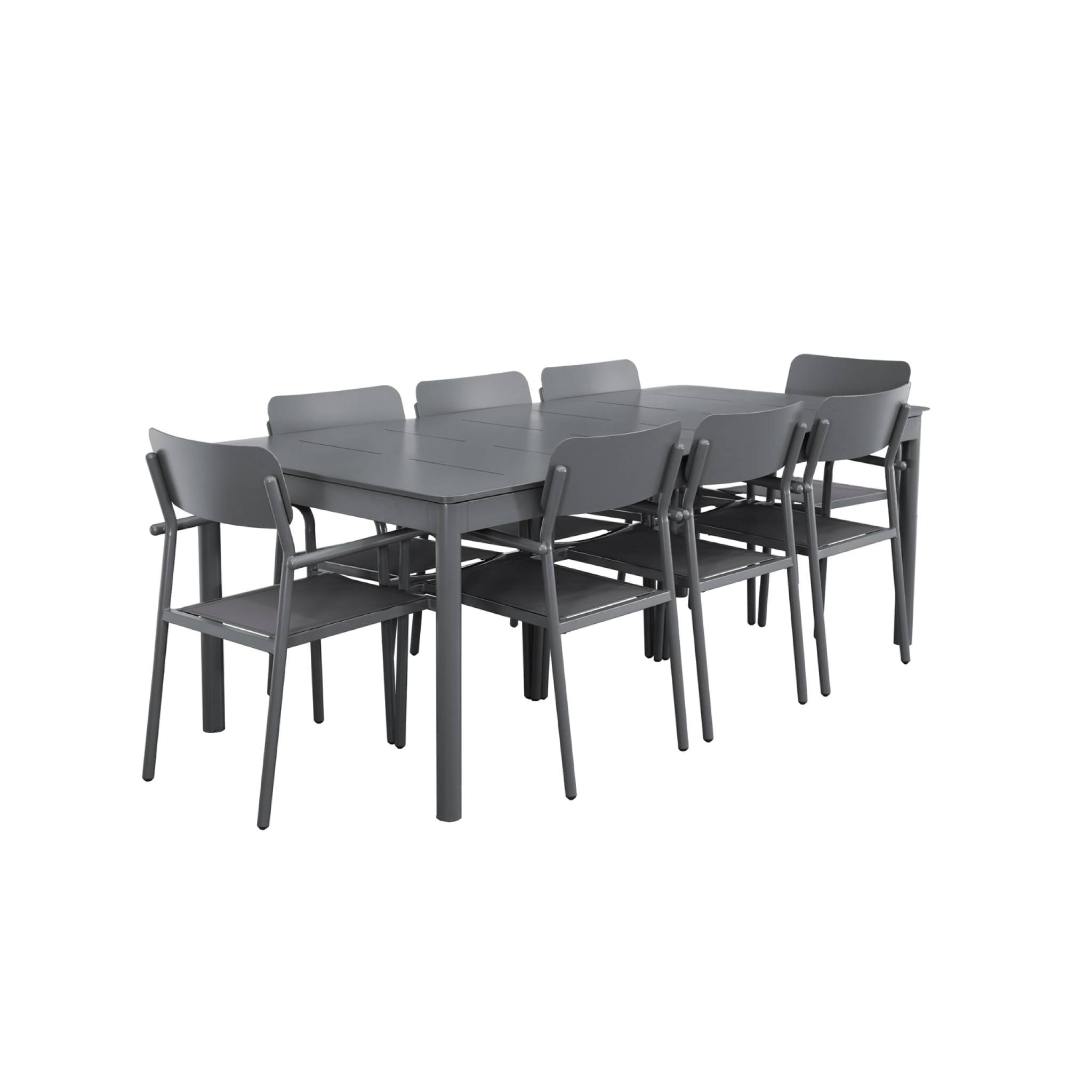 Table de jardin extensible aluminium + 8 assises CHARLESTON + SAVANNAH