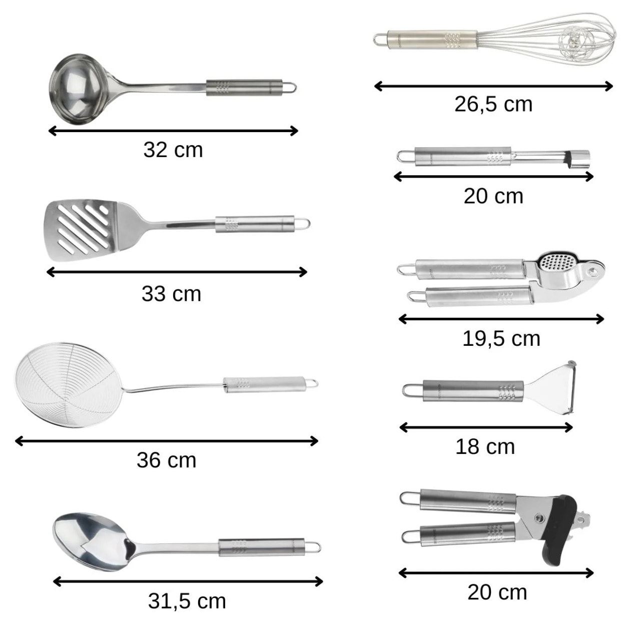 Ensemble de 9 ustensiles de cuisine inox Fackelmann Ovale