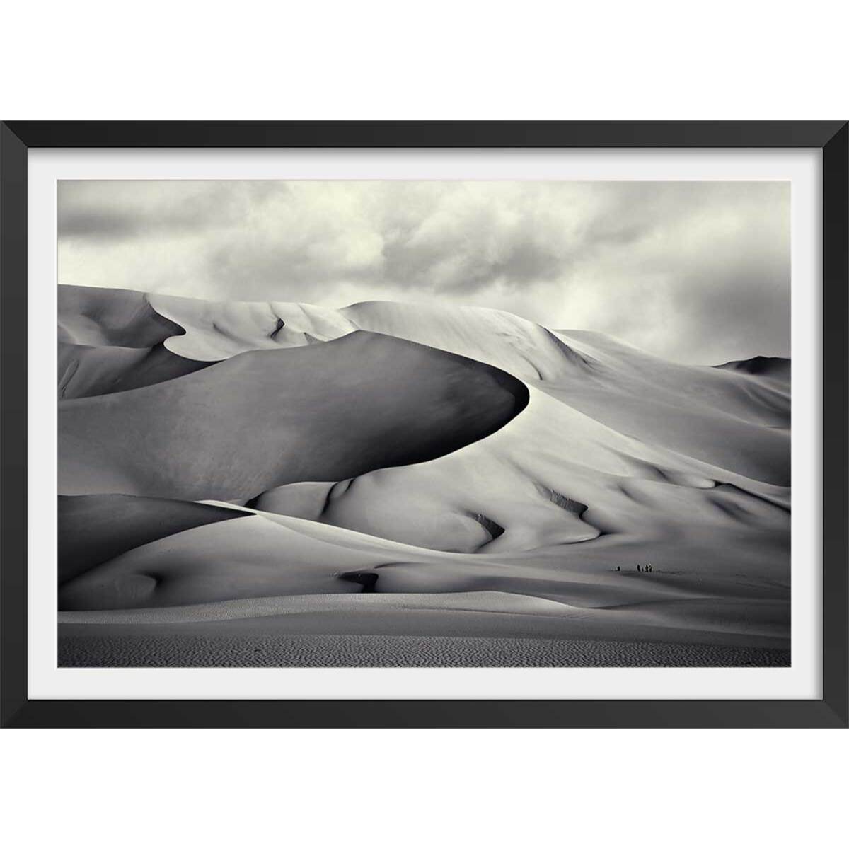 Affiche paysage désert du ténéré Affiche + cadre en bois - Noir