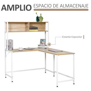 Mesa de Ordenador en Forma L con Estante Abierto 140x125x149cm