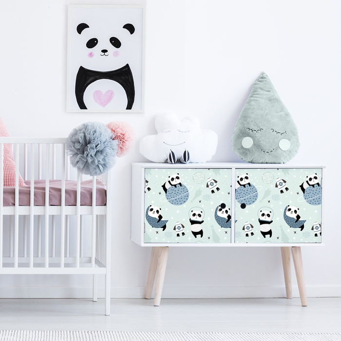 Sticker meuble enfant pandas sur la lune 60 x 90 cm