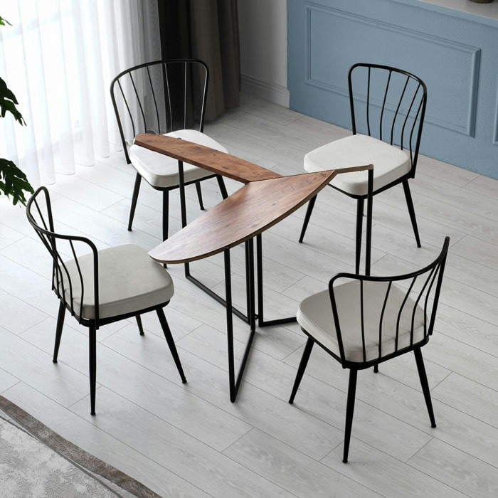 Table à manger pliante ronde décor pin JENA