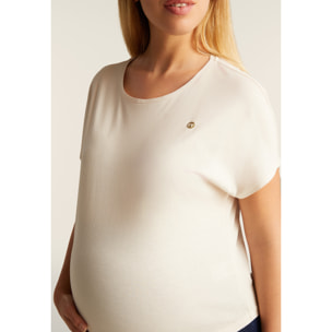 T-shirt maniche a kimono con stampa fantasia sul retro