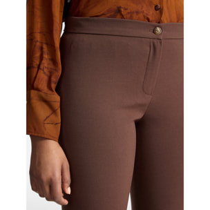Elena Mirò - Pantalones slim en crepé mezcla de algodón - Marrón