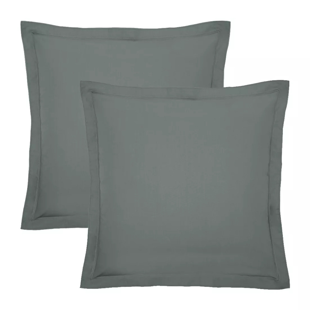 Lot de 2 taies percale de coton uni gris La percale francaise acier