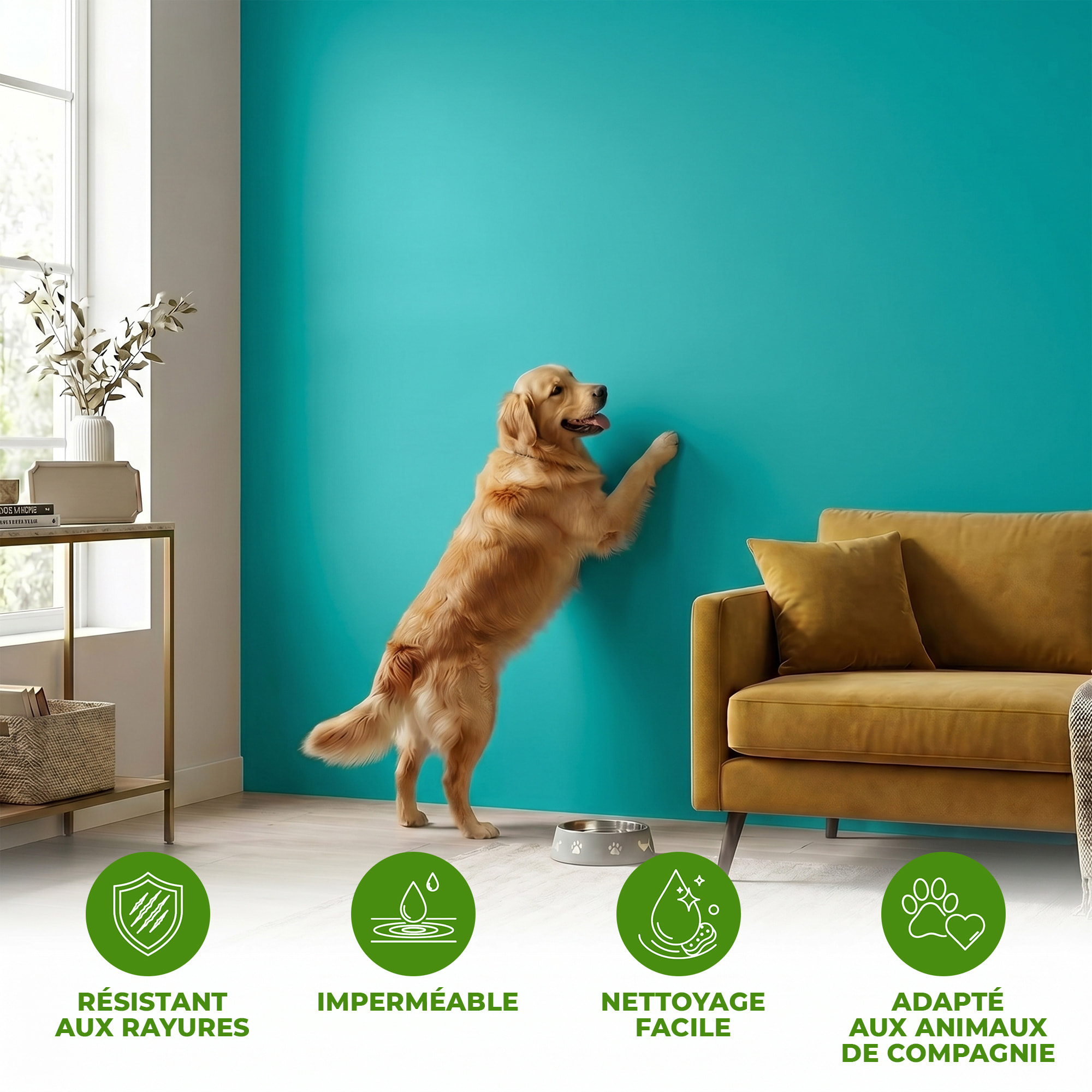 Rouleau adhésif décoratif Vinyle au Mètre - Turquoise - Sticker Lavable Imperméable Mur Cuisine Meubles