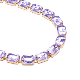 Collar de Cristal Morado acabado en oro amarillo de 18k