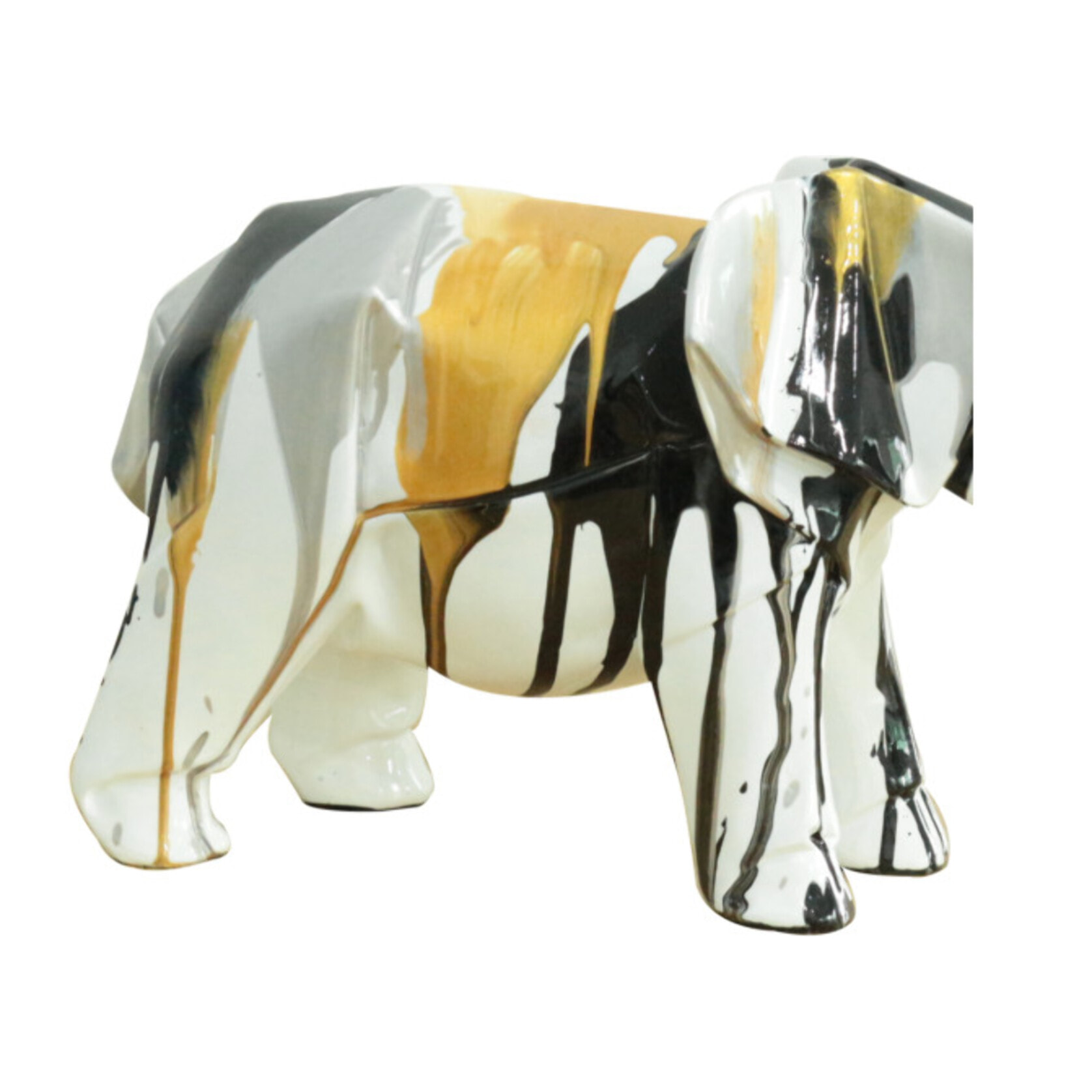 Statuette éléphant en résine noir, argenté, doré H21cm - ELEPH 6