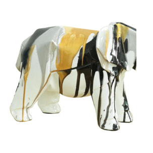 Statuette éléphant en résine noir, argenté, doré H21cm - ELEPH 6