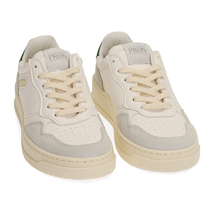 Sneakers bianco/verde, suola 4 cm