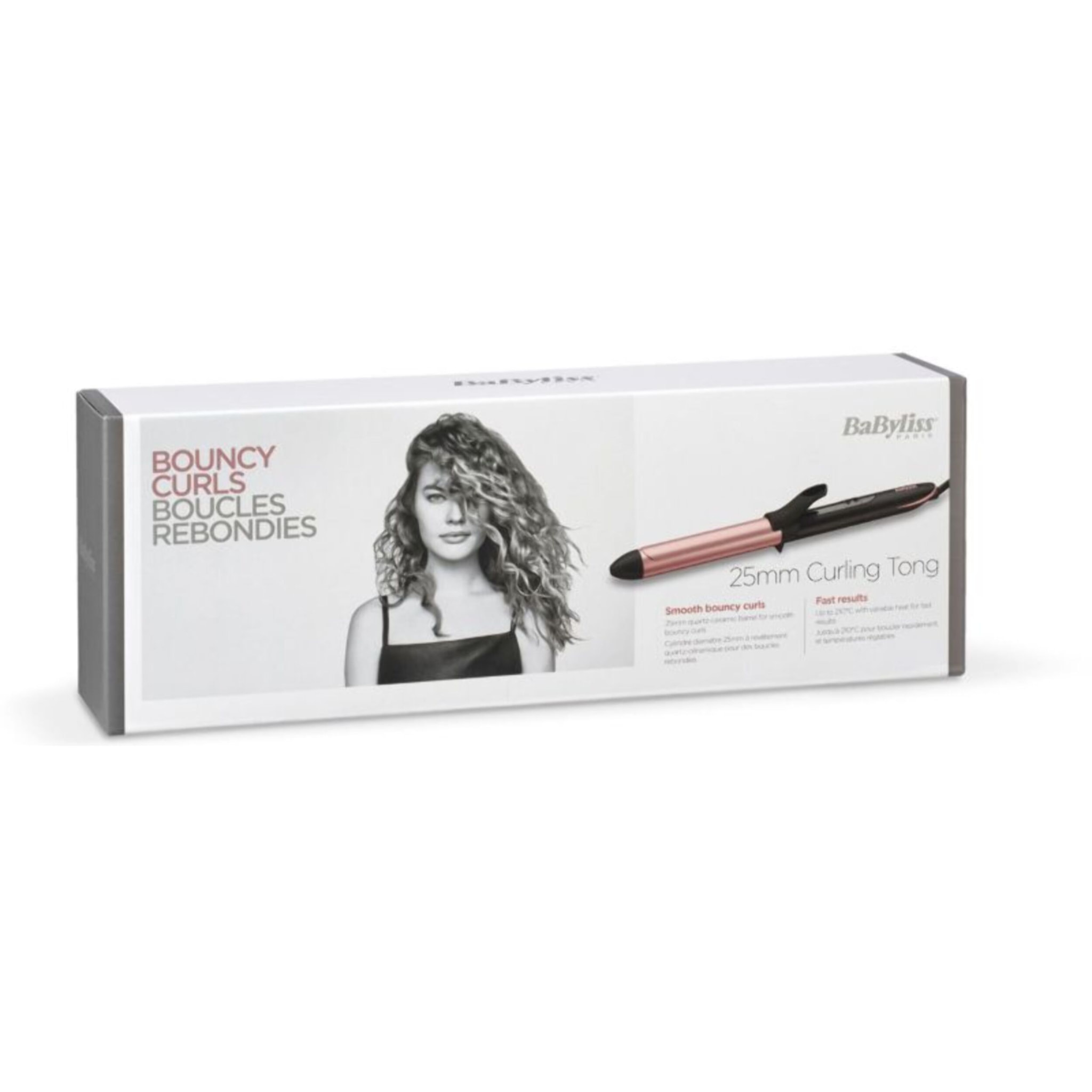 Fer à boucler BABYLISS C451E rose quartz 25mm tong