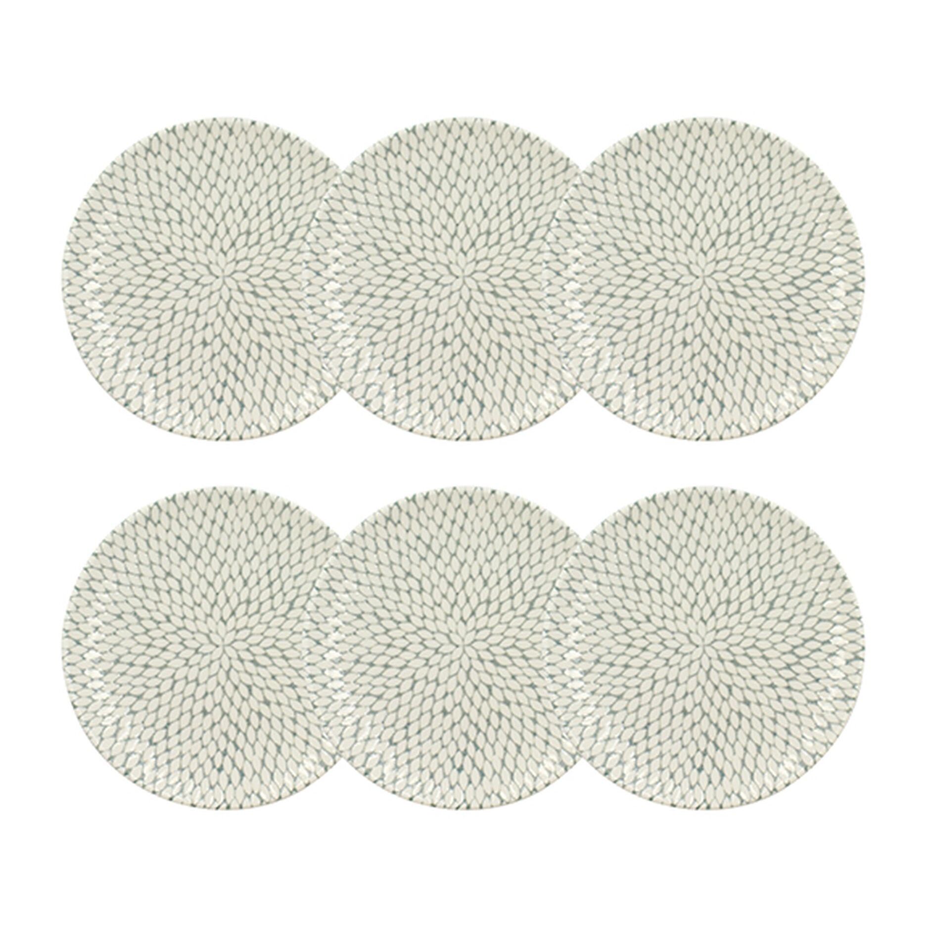 Lot de 6 assiettes à dessert à motif en porcelaine  20cm JASMIN