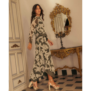 Falda midi evasé estampada
