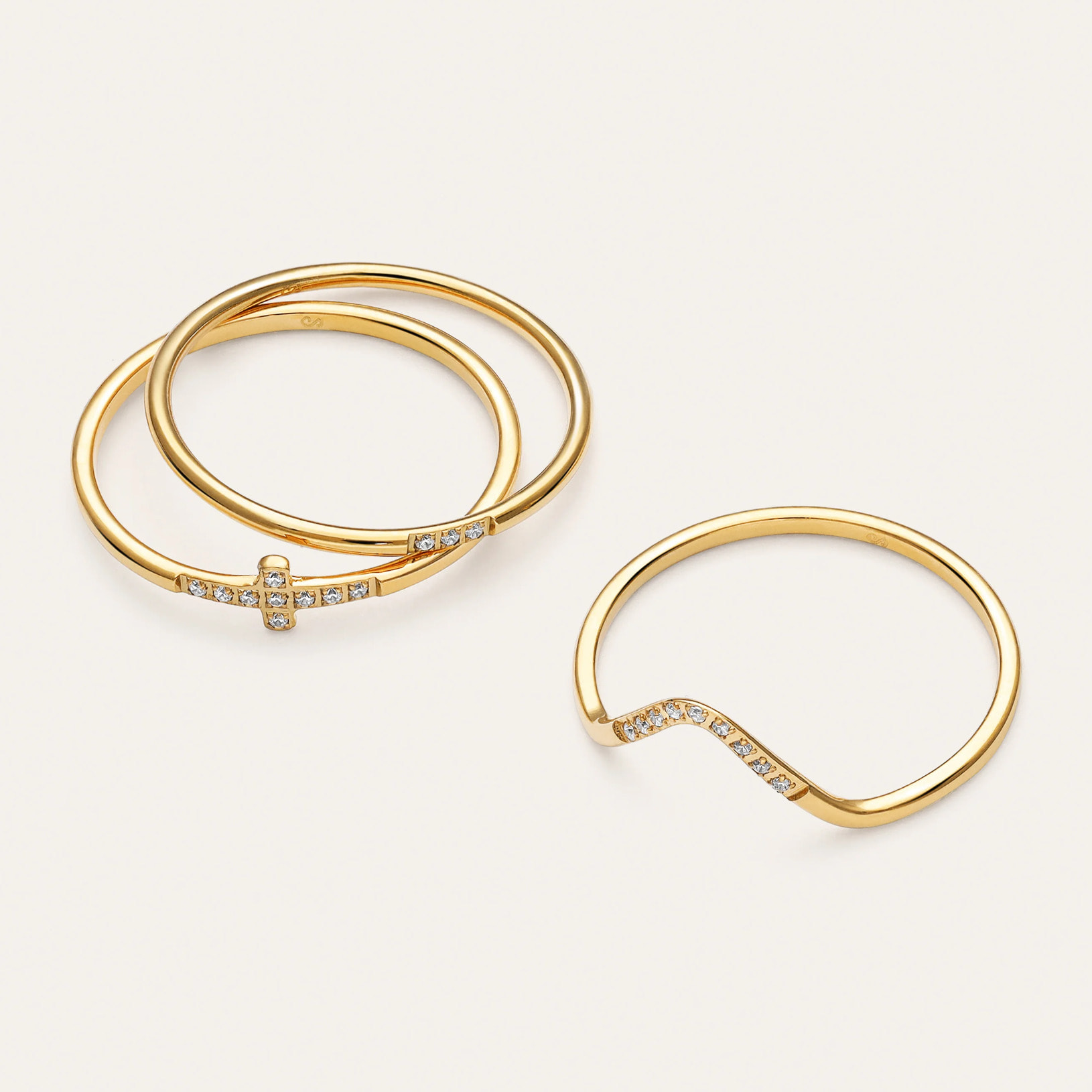 Anello Set di 3 Sparks Acciao Placcato Oro