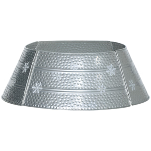 HOMCOM Collar para Árbol de Navidad, Falda para Árbol de Navidad de Metal, Impermeable, Decoración para para Fiestas, Hogar, 66x66x23 cm, Plateado
