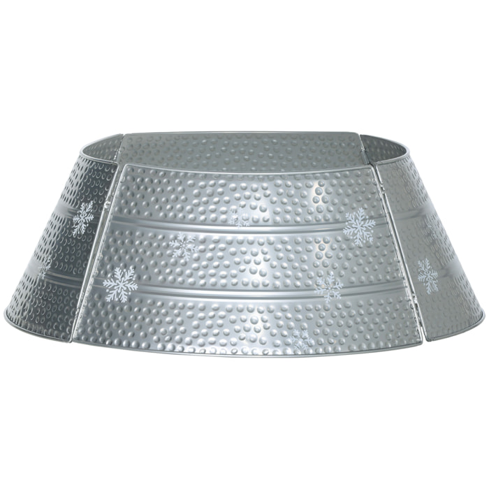HOMCOM Collar para Árbol de Navidad, Falda para Árbol de Navidad de Metal, Impermeable, Decoración para para Fiestas, Hogar, 66x66x23 cm, Plateado