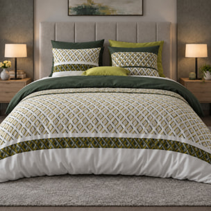Parure housse de couette imprimé 100% coton blanc - nayaa