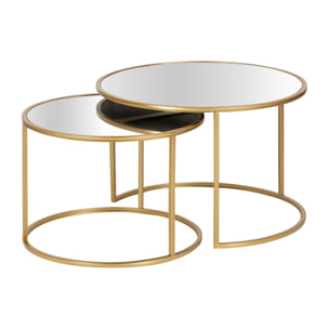 Set 2 Mesas Nido Metal Espejo 60x60x41 50x50x38 Cm