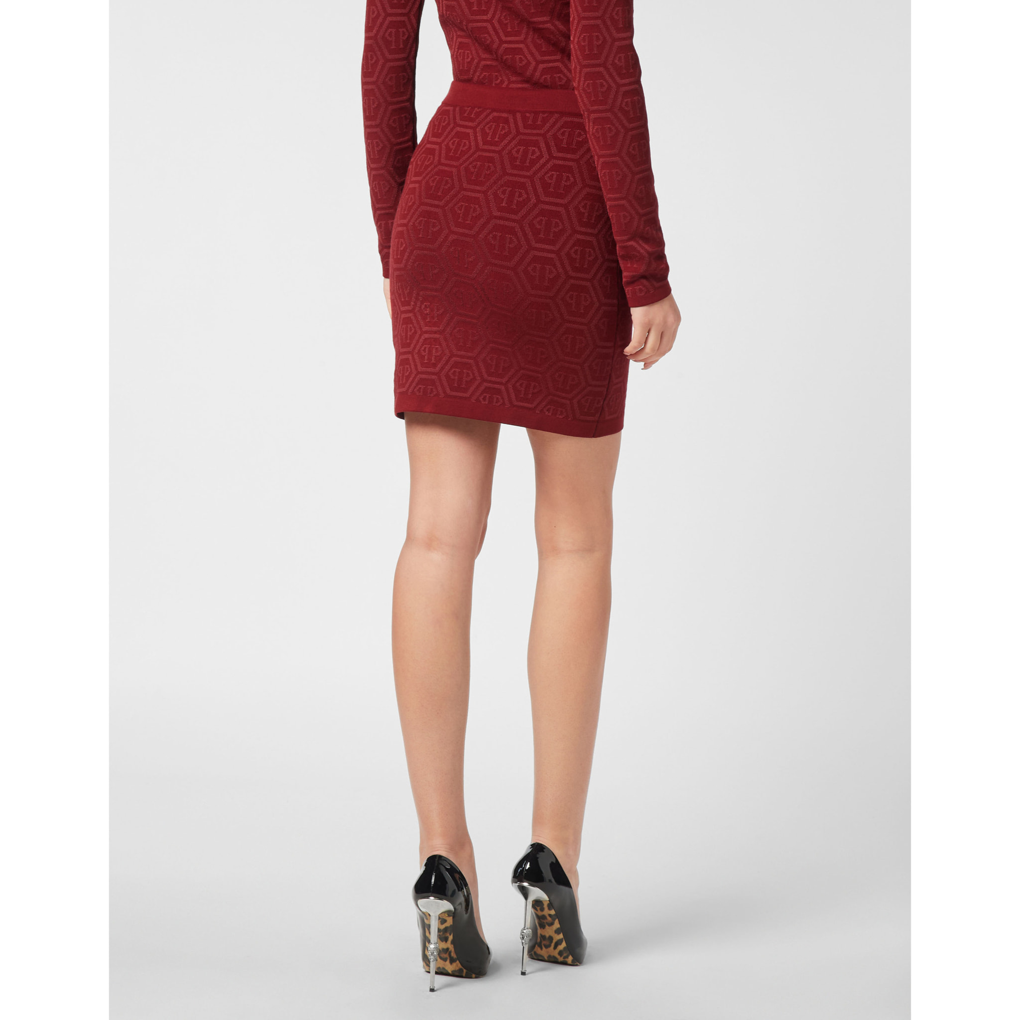 PHILIPP PLEIN Minifalda de punto MONOGRAM