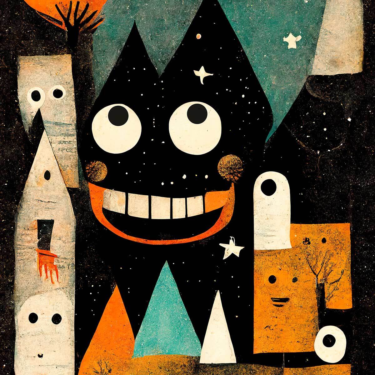 Affiche enfant ville des monstres  Affiche sous cadre noir