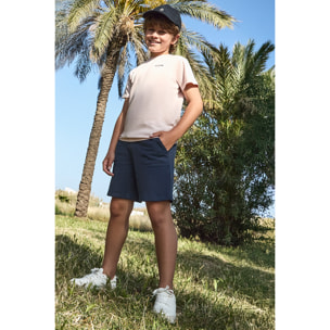 Conjunto Camiseta Lisa con Texto en el Pecho y Shorts con Bolsillos Parche Laterales | Color: Rosado | Street Monkey