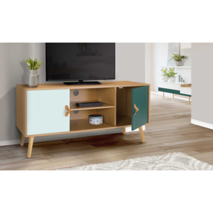 Meuble TV Aria 2 portes vert clair et foncé L113cm