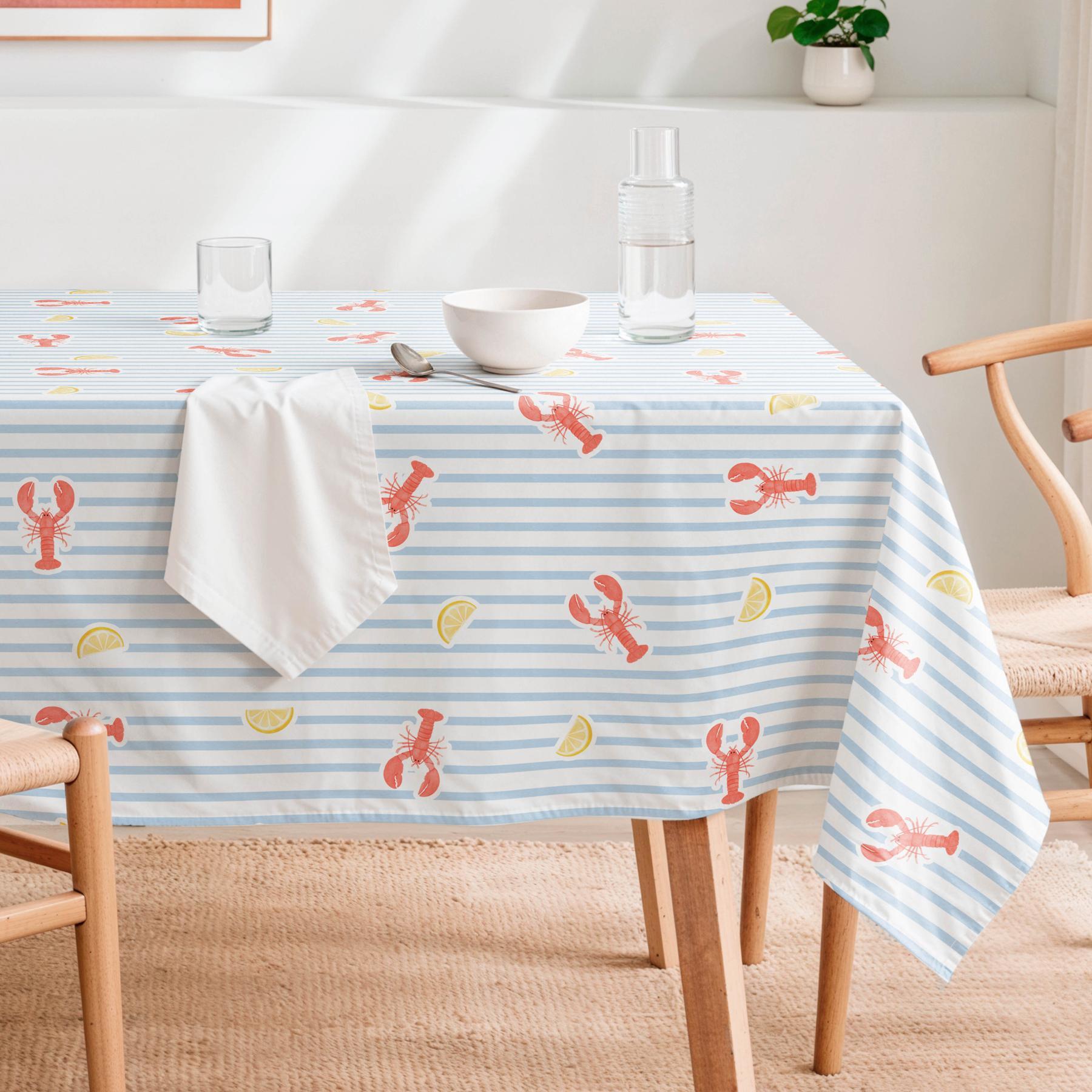 Nappe anti-taches CAMELIA BLEU - en 100 % coton