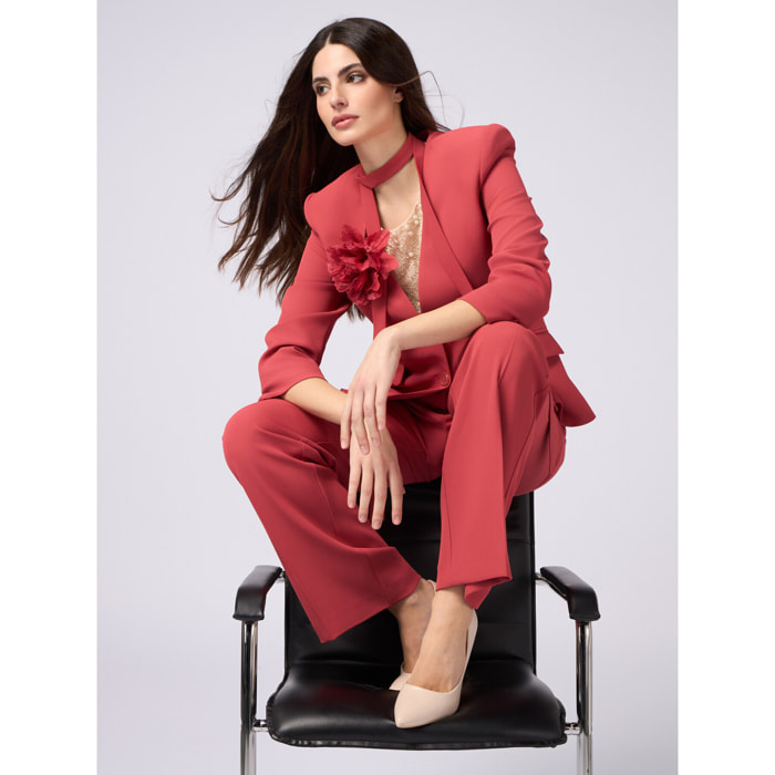 Oltre - Pantalones palazzo de tejido fluido - Rojo