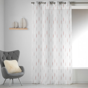 Voilage en Etamine Jacquard 'Traits Fins' - Rouge Orangé