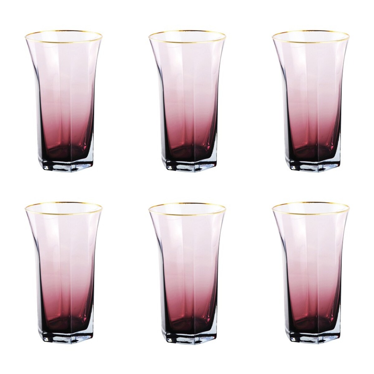 Chopes hautes violet bord dore-lot de 6