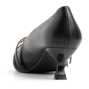 Decolleté in vernice con doppio cinturino - NERO