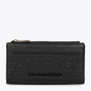 Portafoglio nero effetto pelle con monogramma inciso tono su tono