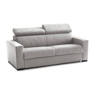 Divano Letto Agrippina, Divano a 2 posti Large, 100% Made in Italy, Sofà Soggiorno con apertura girevole, con poggiatesta regolabili e Braccioli standard, Cm 200x95h85, Grigio