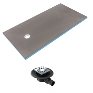 Receveur de douche à carreler 200 x 100 WEDI Fundo Primo rectangle écoulement excentré + bonde horizontale