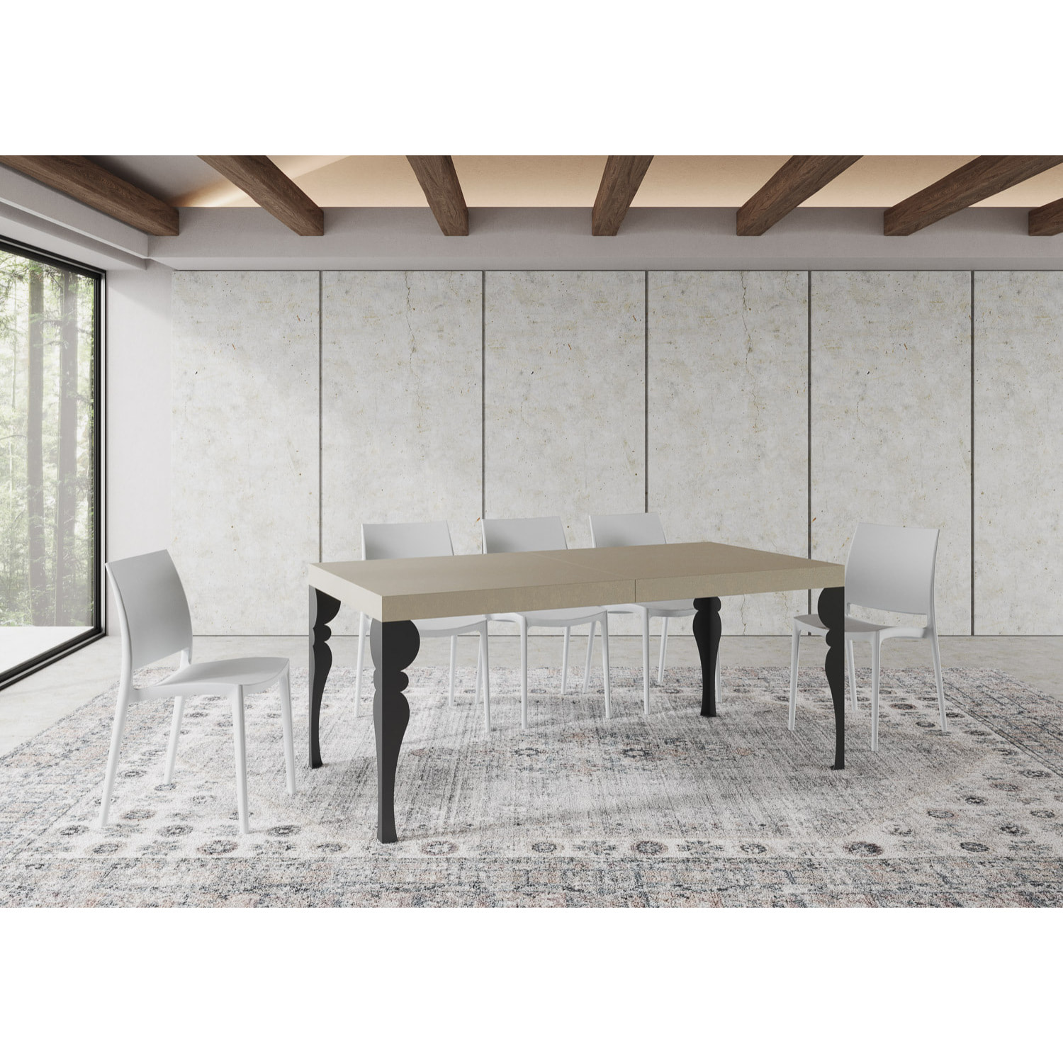 Table extensible 90x180/284 cm Paxon cachemire pieds anthracite