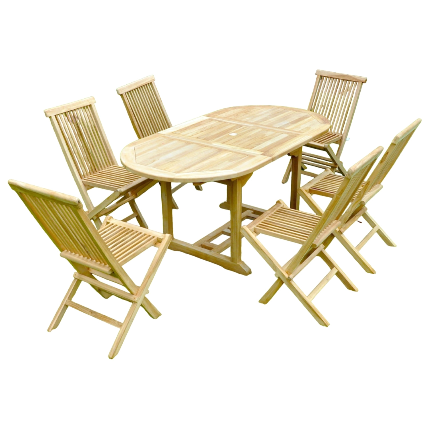 ADAGNA Table de jardin ovale et 6 chaises en teck
