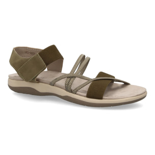 Sandalias planas de mujer diseño moderno, comodas con cierre de cierre autoadherente y con tiras elasticas cruzadas